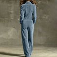 thumbnail image 6 of Edvintorg Wide Leg Jumpsuits for Women Long Sleeve Zip up Casual Rompers with Pant One Piece Romper for Women Xs-2XL Light Blue, 6 of 8