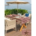 thumbnail image 5 of Outdoor Tablecloths with Umbrella Hole & Zipper, Vintage Texas Star Brown Rectangle Tablecloth 60x120 Inch, Red Plaid Berry Farmhouse Waterproof Table Cloth, Patio/Pool/Picnic Table Covers, 5 of 8