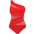 thumbnail image 1 of EYIIYE Women  Plus Size One Piece Mesh See Through One Shoulder Swimwear, 1 of 4