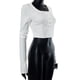 thumbnail image 5 of Top De Manga Larga Señoras Bodycon Top Cuello redondo Verano Casual Top Estilo sexy Costilla de punto Traje diario Cgtredaw Blanco S para Mujer, 5 of 9