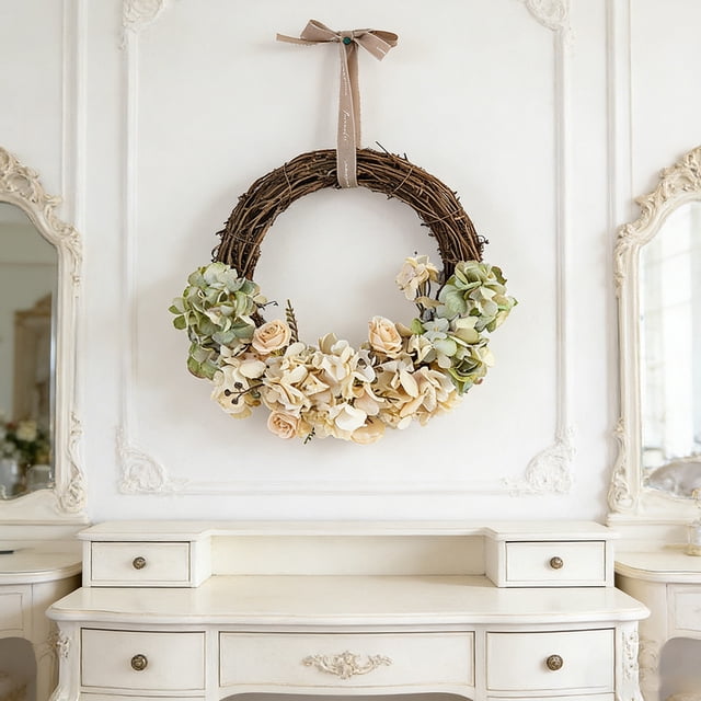Home Decor,12.99In Artificial Floral Wreath Realistic Petal Design Lightweight Long-Lasting Visual Charm,Festive Decor for Home Door Wall Window Indoor Outdoor Festival Celebration Decors
