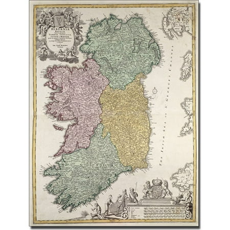 Trademark Art 'Map of Ireland, 1730' Canvas Art by Johann B. Homann