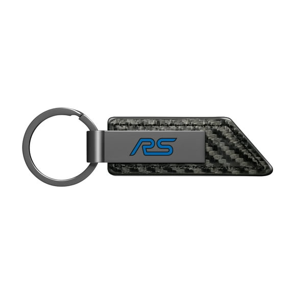Ford Focus RS Black PU Leather Carbon Fiber Texture Strap Black Metal Bar LED Printed Logo Key Chain