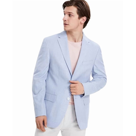 Tommy Hilfiger Mens Modern fit Sport Coat Blazer 42 L Light Blue Solid Stretch