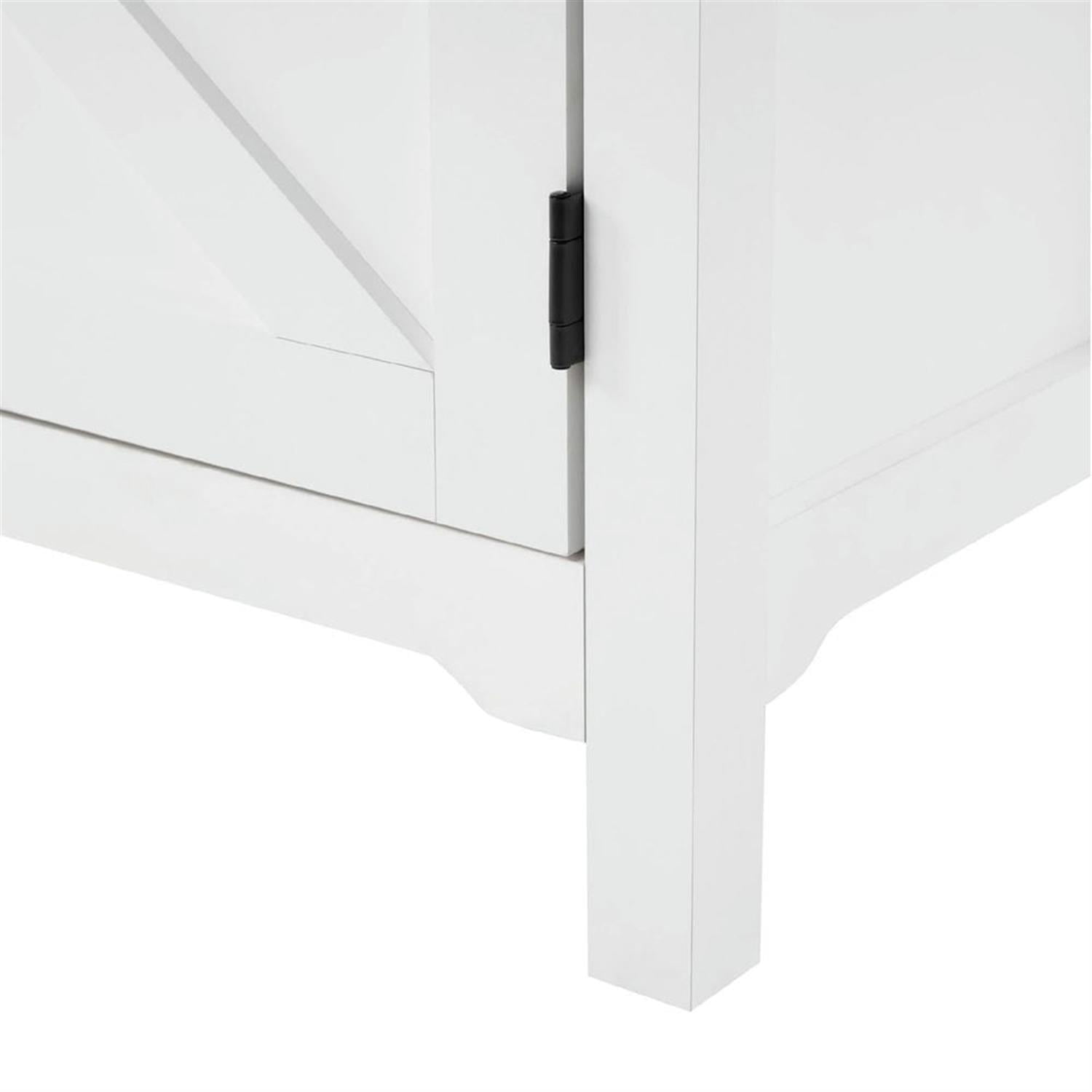 Demi Bonn Farmhouse Sideboard Buffet Cabinet with Hinged Barn Doors, 58" Large Kitchen Storage Cabinet with Adjustable Shelves for Dining Room, Living Room, Enterway, White