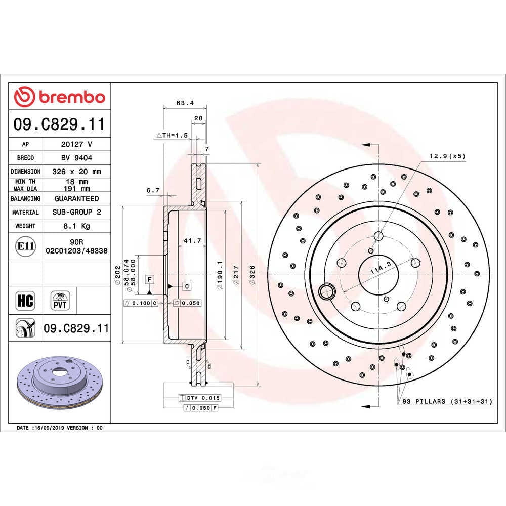 Brembo 09.C829.11 PRIME Disc Brake Rotor