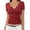 Wine, variant on Womens Short Sleeve T Shirts Button V Neck Pleated Crop Tops Comfy Casual Slim Fit Basic Tees Going Out Clothes