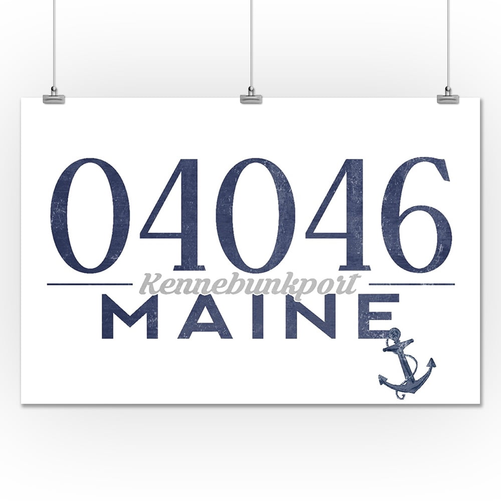 Kennebunkport, Maine 04046 Zip Code (Blue) Lantern Press Artwork