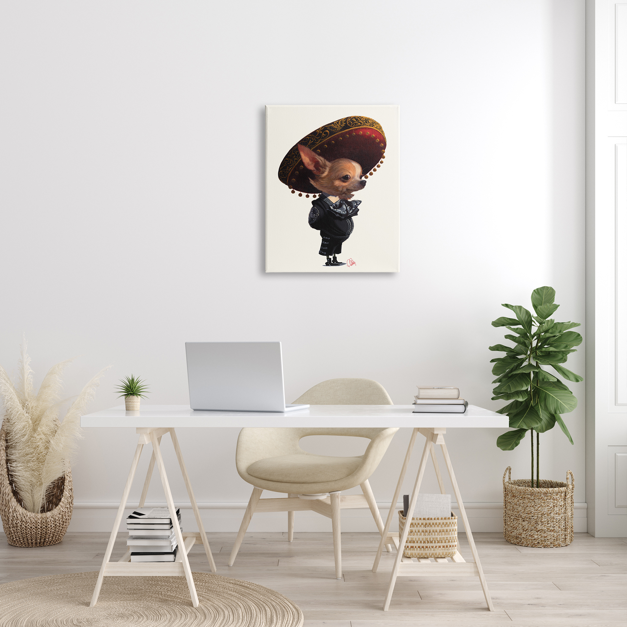 Stupell Industries Mariachi Chihuahua with Sombrero Adorable Pet Dog, 24 x 30, Designed by Thomas Fluharty