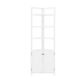 thumbnail image 2 of Dover White Wood Corner Storage Cabinet with 2 Doors and Open Shelving, 2 of 8