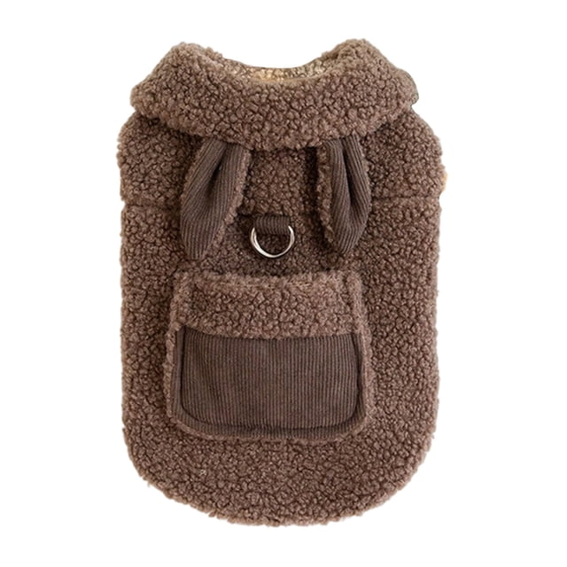 Sleeveless Windproof Winter Coat for Small Dogs and Cats with Adorable Ear Pockets and Secure Belt Loop