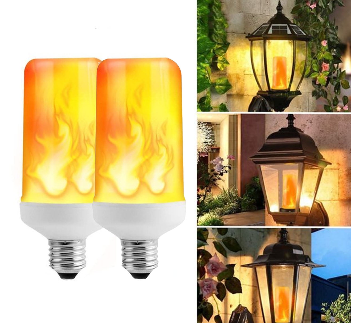2 Pack LED Flame Effect Simulated Nature Fire Light Bulb E27 Decoration Lamp 