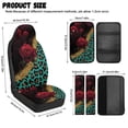 thumbnail image 6 of Xoenoiee Rose Leopard Glitter Print PU Leather 5 Piece Car Accessories Set, 2 Front Seat Covers, 2 Seatbelt Covers, 1 Center Console Cover, Universal Fit, 6 of 7