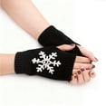 thumbnail image 1 of GDREDA Stylish Snowflake Pattern Knitted Fingerless Gloves Mittens For Cold Weather Warmth And Comfortable Wear Black,One Size, 1 of 3