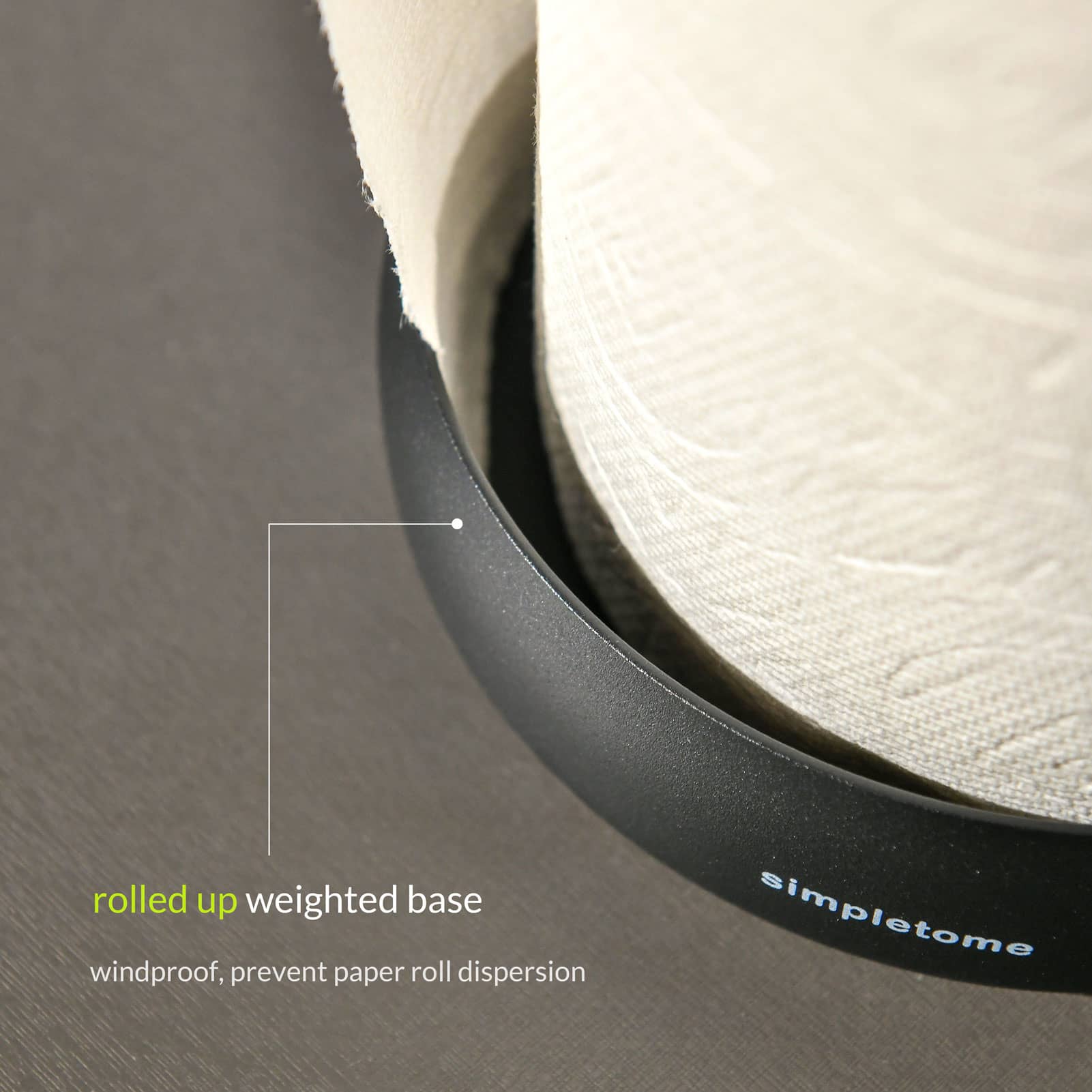 simpletome Paper Towel Holder Countertop ONE HAND Tear Keep It Rolled Up Weighted Base