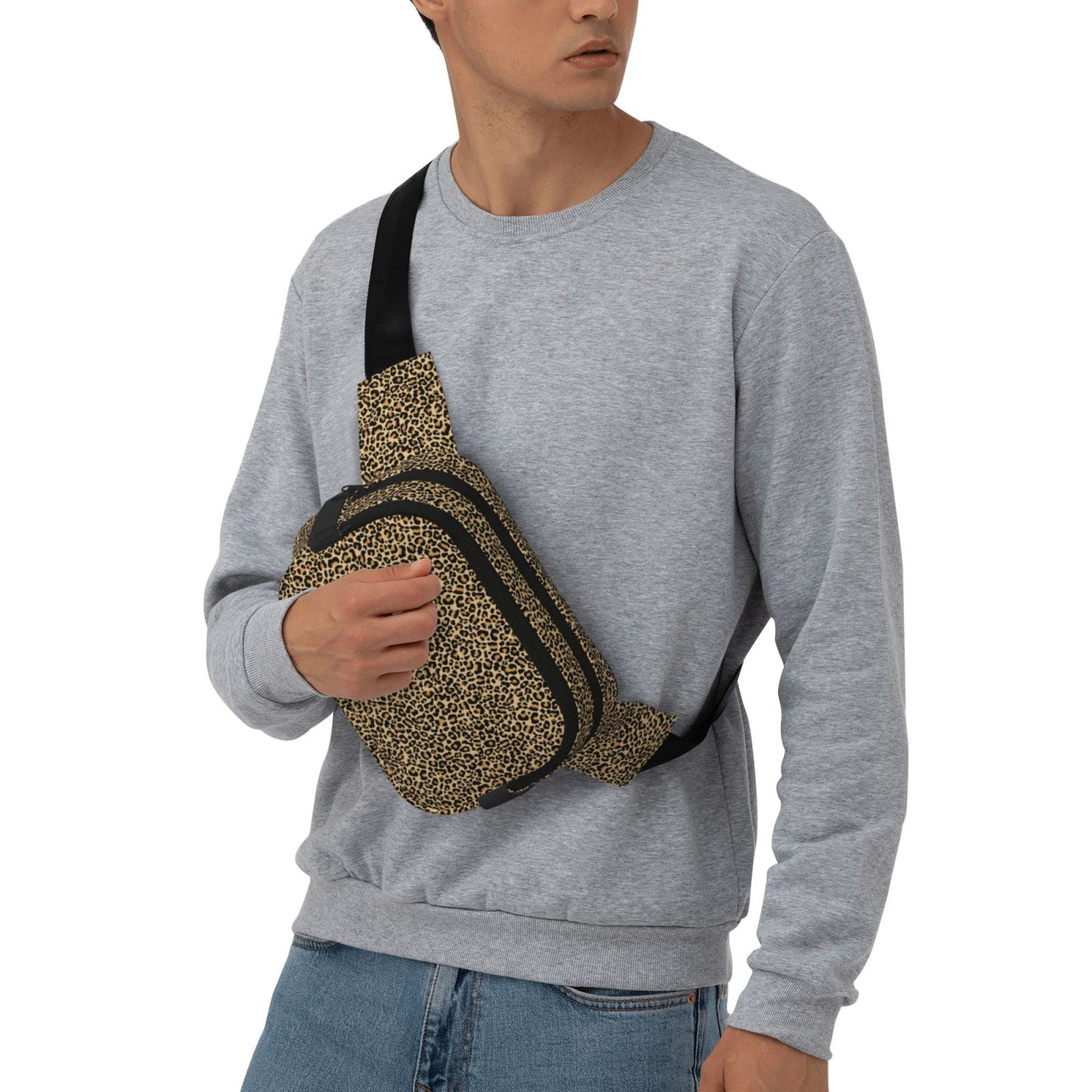 Kdxio Leopard Print Crossbody Double Layer Waist Bag Belt Bag for Unisex Fanny Pack Fashion Waist Packs for Hiking Running Shopping Traveling