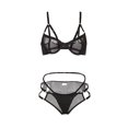 thumbnail image 2 of Gibobby Conjunto de lencería Conjunto de cabestrillo de hueca de malla sexy para mujer con anillo de(Negro, CH), 2 of 5