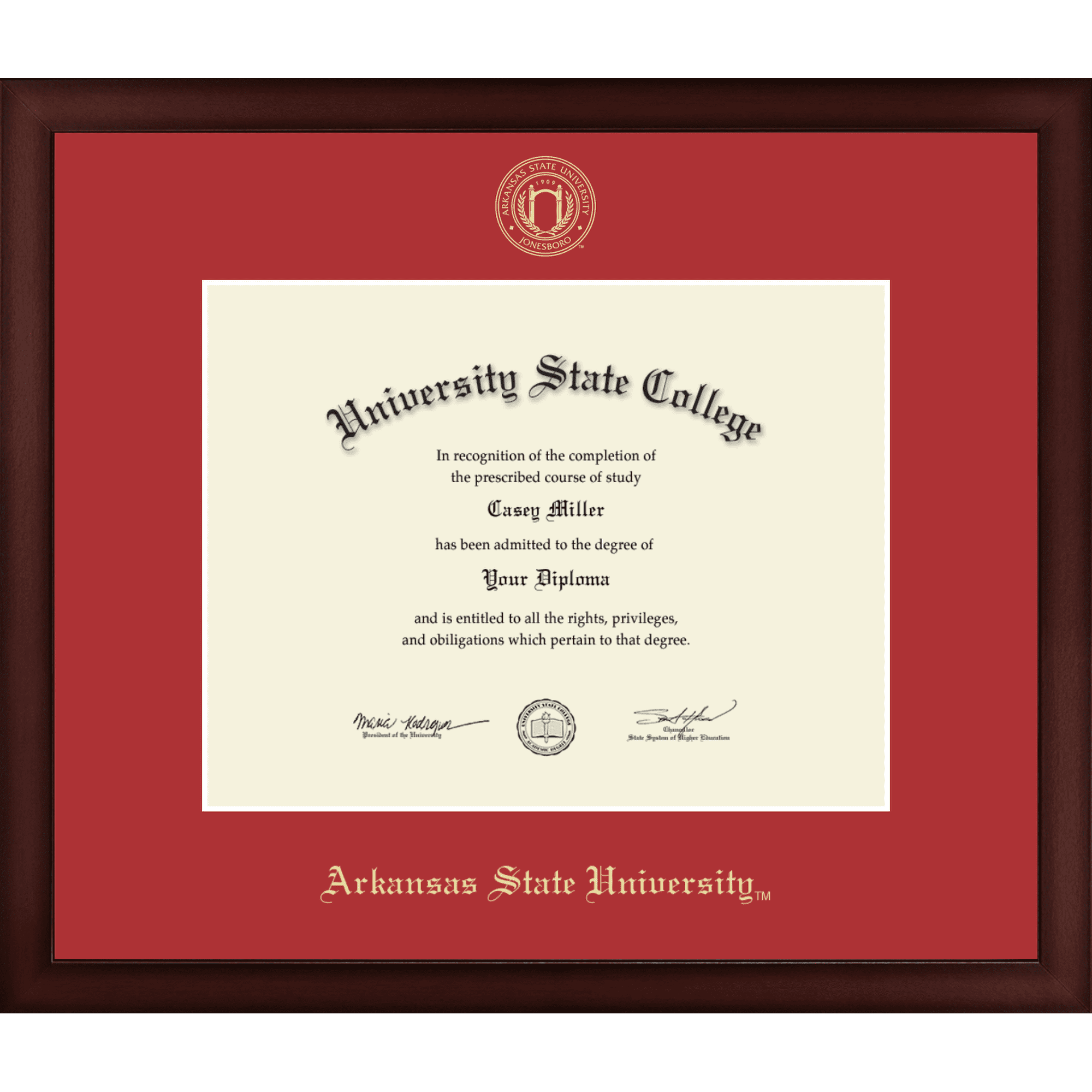 Arkansas State University at Jonesboro Diploma Frame, Document Size 11" x 8.5"
