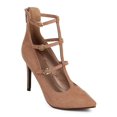 thumbnail image 1 of New Women Breckelles Lydia-21 Suede Pointy Toe T-Strap Zip Cage Pump Size, 1 of 6
