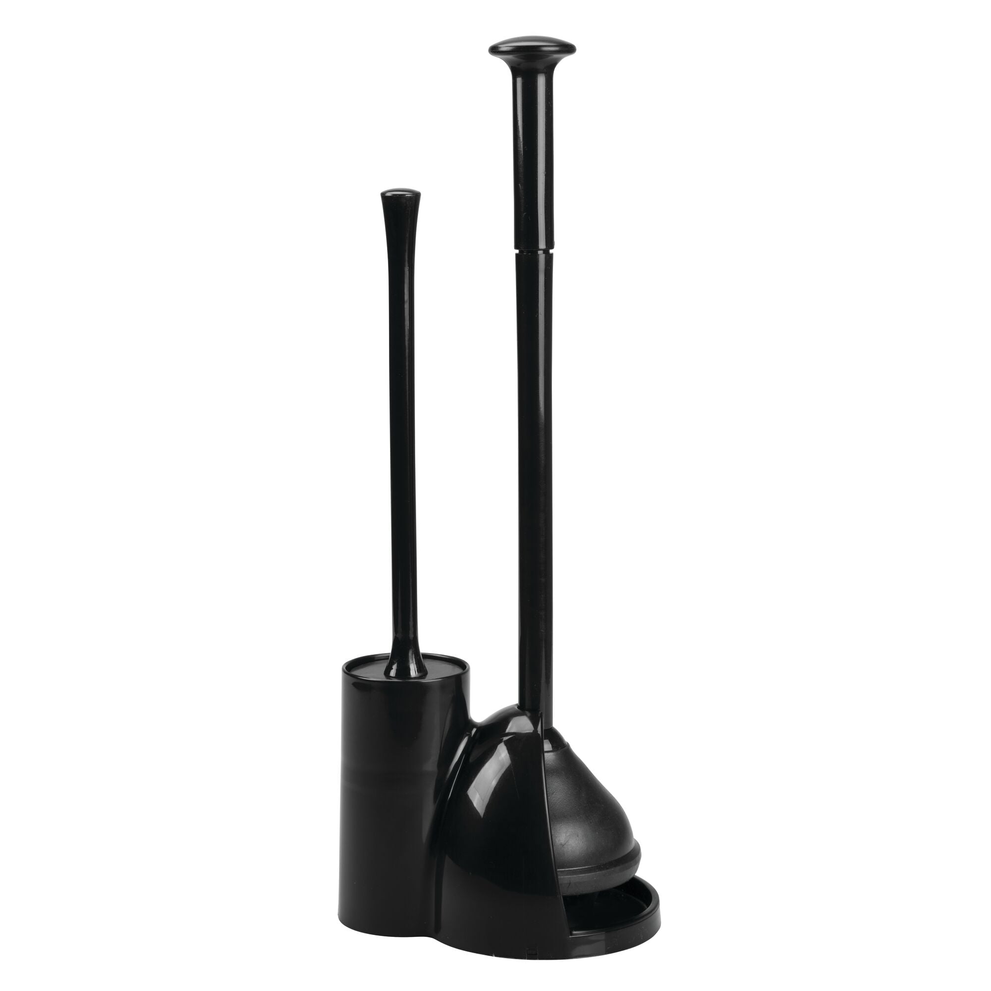 mDesign Hidden Plunger and Brush Set for Toilet Bowl - Black