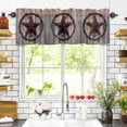 thumbnail image 3 of Texas Star Brown Valances for Windows Farmhouse Country Western Brown Wooden Rod Pocket Curtain Valance Window Treatment Short Curtains for Kitchen Living Room, 60"x14", 3 of 5