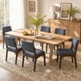 thumbnail image 5 of Dining Chair Set of 4, Upholstered Wooden Dining Chairs with Solid Wood Legs, Farmhouse Dining Room Chair, Kitchen Chair for Dining Room,Dark Gray, 5 of 9