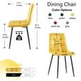thumbnail image 3 of Mid Century Modern Yellow Velvet Dining Chairs Set Of 2 For Kitchen, Living Room, 3 of 5
