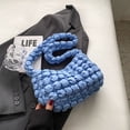 thumbnail image 3 of Bolsos de mujer Bolso bandolera de tela informal con burbujas acolchadas elegantes (Azul) Likrtyny Para Estrenar, 3 of 9