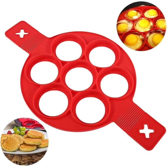 Moldes de silicona para panqueques, molde de silicona antiadherente para panqueques, sartenes, antiadherente de 7 agujeros