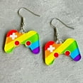 thumbnail image 3 of Rainbow Frog Candy Color Acrylic Mushroom Ghost Ice Cream Pencil Summer Earrings, 3 of 8