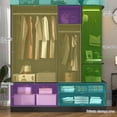 thumbnail image 5 of ChVans 71'' Armoire Wardrobe Closet with Mirror and Sensor Light, Modern Large Wooden Armoire Closet with 5 Doors, 2 Drawers, 2 Hanging Rods, Open Space for Bedroom, 5 of 7