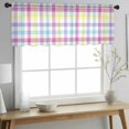 thumbnail image 2 of Spring Easter Checkered Valance Curtains for Kitchen/Living Room/Bathroom/Bedroom Window, Rod Pocket Small Topper Half Short Window Curtains Voile Sheer Scarf, Colorful Buffalo Plaid 42"x12", 2 of 8
