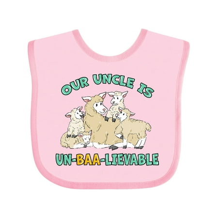 

Inktastic Our Uncle Is Un-BAA-lievable with Cute Sheep Family Gift Baby Boy or Baby Girl Bib