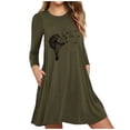 thumbnail image 1 of Qiopertar Robe Décontractée à Manches Longues Imprimée avec Poches pour Femmes Robes Amples en Solde à Moins de 5$ en Solde Accès Anticipé, 1 of 8