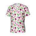 thumbnail image 3 of Yiaed Tulips Flowers Print Mens Short Sleeve Tight Fit T-Shirt, Crewneck Casual Tee-X-Large, 3 of 5