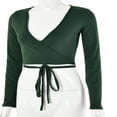 thumbnail image 2 of Haut Court Aguichant Slim pour Femmes Col en V Profond devant Lacé, 2 of 7