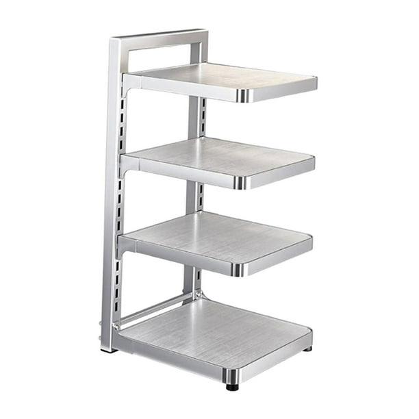 Estante para ollas y sartenes, organizador de ollas y sartenes, estante para ollas de pie de acero inoxidable, espacio 4 niveles