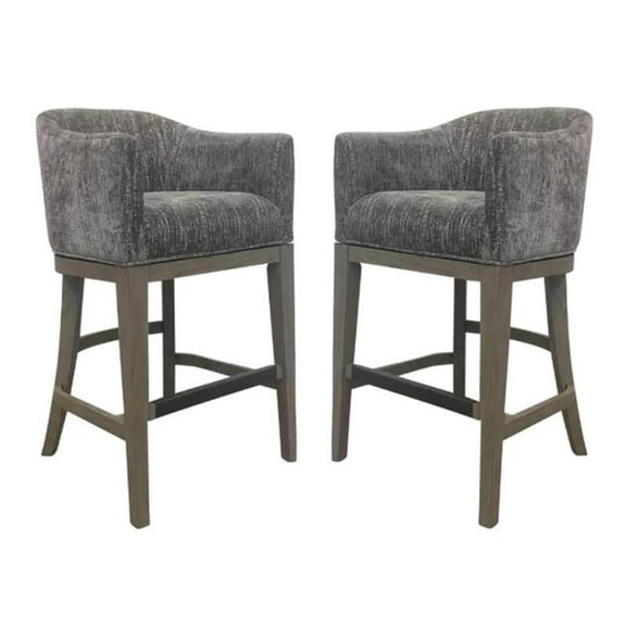 Home Square Modern Wood Swivel Barstool in Gray Finish - Set of 2