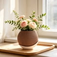 thumbnail image 4 of Woven Textured Two-Tone Small Flower Pot Decorative Bonsai Planter With Saucer For Living Room Home Desk, 4 of 6