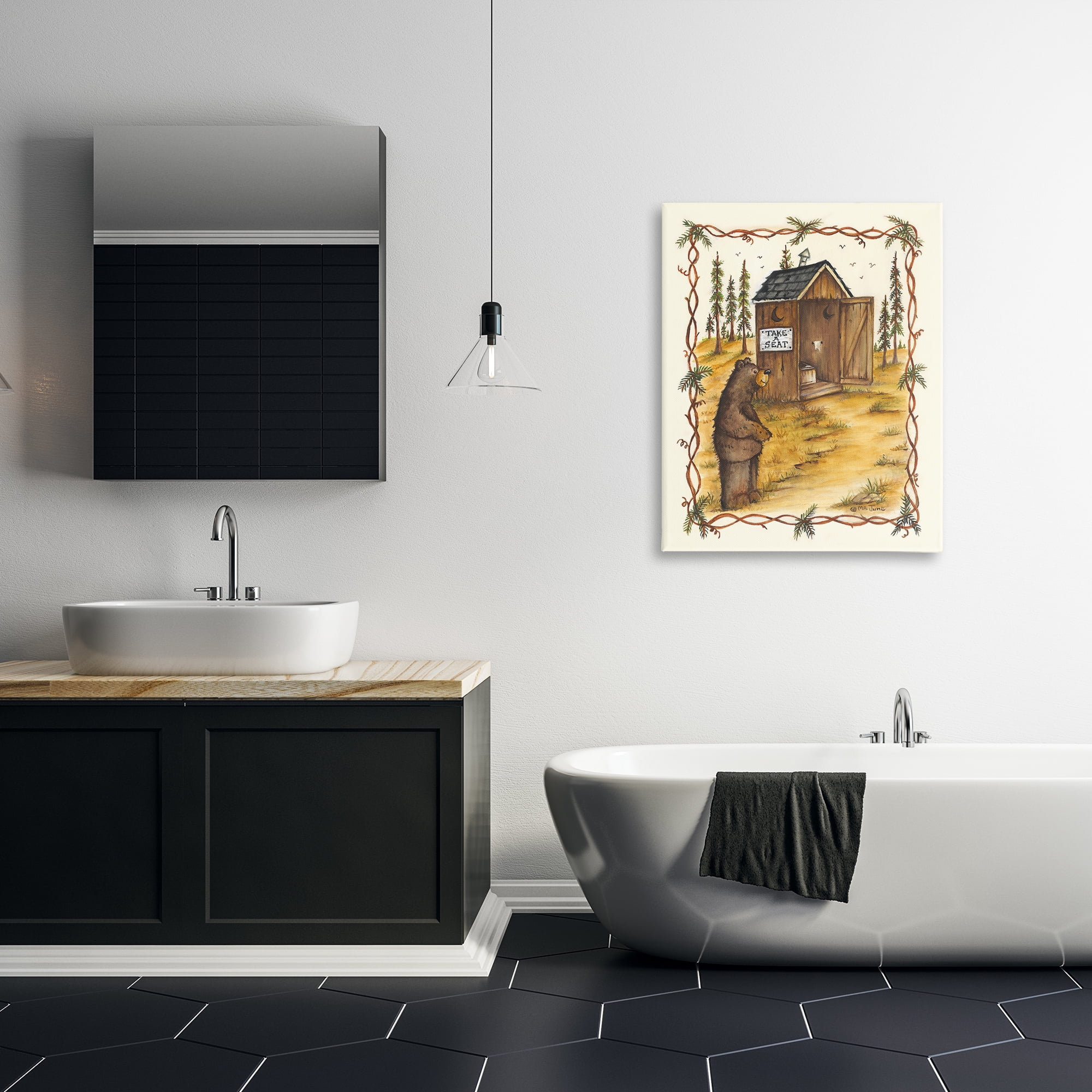 Stupell Industries Take A Seat Outhouse Animals & Insects Painting Gallery Wrapped Canvas Art Print Wall Art, 30 x 40