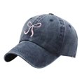 thumbnail image 2 of AirLoni Women Baseball Cap Washed Cotton Bow Embroidered Retro Texture Curved Brim Sun Protection Adjustable Buckle Casual Outdoor Streetwear Sun Hat for Ladies Navy,One Size, 2 of 5