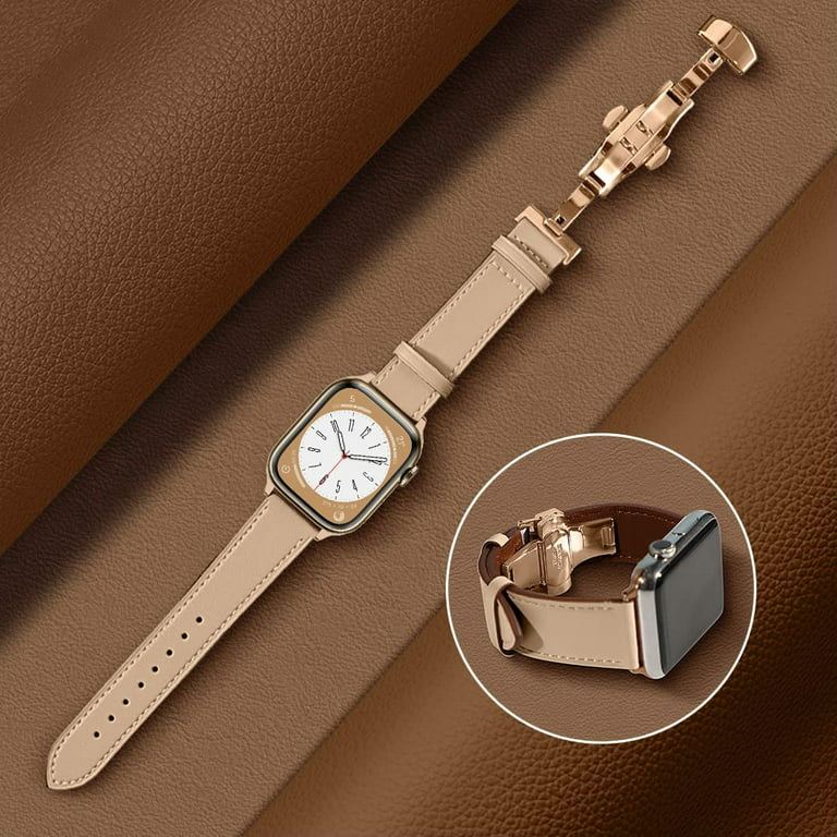 Luxury Band Compatible with Apple Watch 38mm 40mm 41mm 42mm 44mm 45mm 49mm,  Genuine Leather Vintage Replacement Strap Compatible with iWatch SE 8 7 6 5  4 3 2-38mm/40mm/41mm : : Electronics