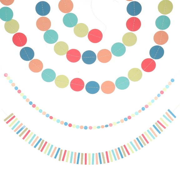 2pcs Party Garland Round and Strip Paper Garland Rainbow Decorations for Classroom