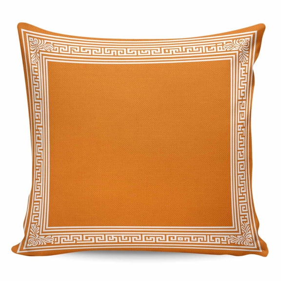 Throw Pillow Covers 24x24 Inch, Burnt Orange Geometric Decorative Pillow Cases for Couch Sofa Bed, Country Greece Key Art Cotton Linen Square Home Decor Pillowcases with Hidden Zipper