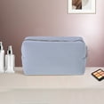thumbnail image 5 of Unique Bargains 1 Pc Waffle Plaid Pattern Makeup Bag for Travel Light Blue Polyester, 5 of 6