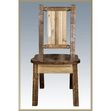 Homestead Side Chair with Laser Engraved Bear Design, Stain & Lacquer Finish