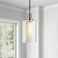 thumbnail image 3 of Henn&Hart 7" Polished Nickel Metal/Glass Pendant, 3 of 6