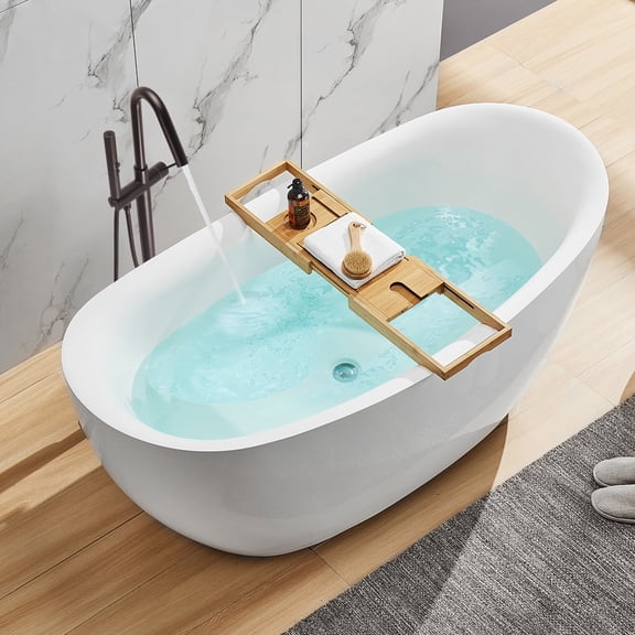 SUNRINX Freestanding Tub Faucet, Single Handle Free Freestanding Tub Faucet with Brass Two-Function Handshower, Max 6 GPM Floor Mount Tub Filler Bathtub Faucet with 360° Rotating Spout, Matte Black
