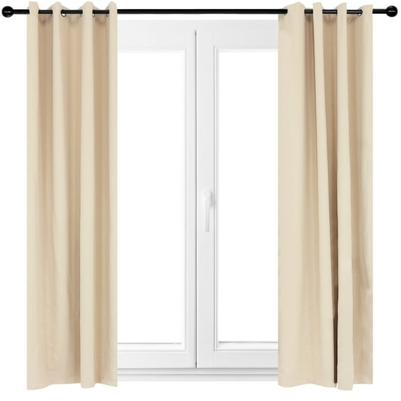 Sunnydaze Modern 2-Piece Beige Indoor or Outdoor Room-Darkening Curtain Set
