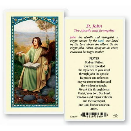 

Saint John the Evangelist Laminated Catholic Prayer Holy Card with Prayer on Back Pack of 25